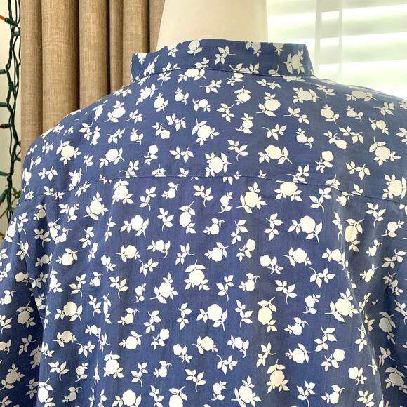 Uniqlo Cotton Silk Long-Sleeve Tunic in Blue Floral - Picture 10 of 14